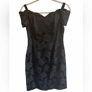 All that Jazz Black Floral Brocade Mini Dress Approx Size 6/8 Dark Romantic
